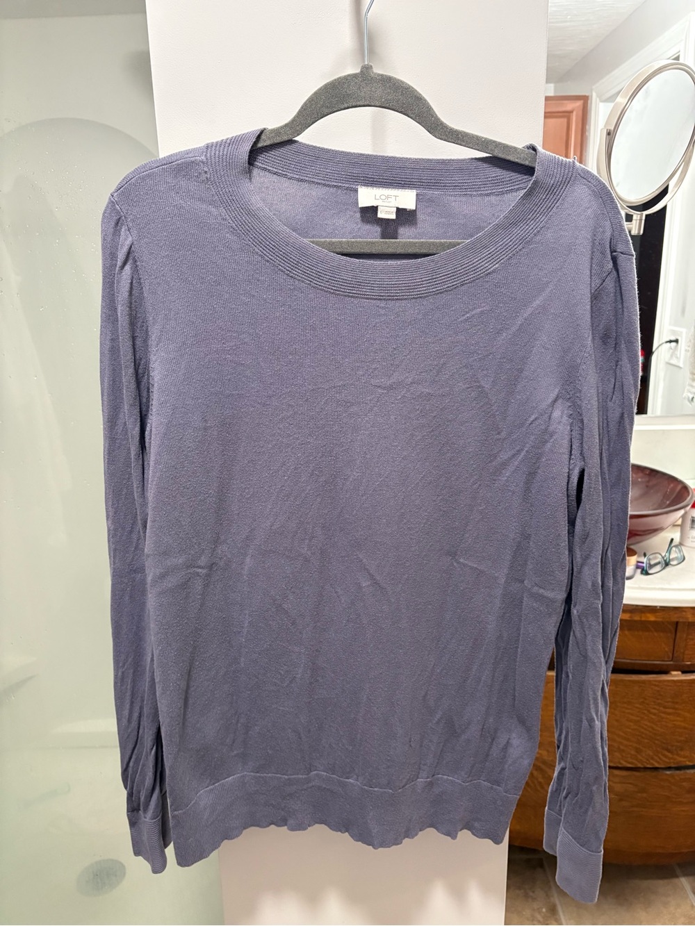 LOFT Women's Long-Sleeve Crewneck Sweater in Dusty Lavender